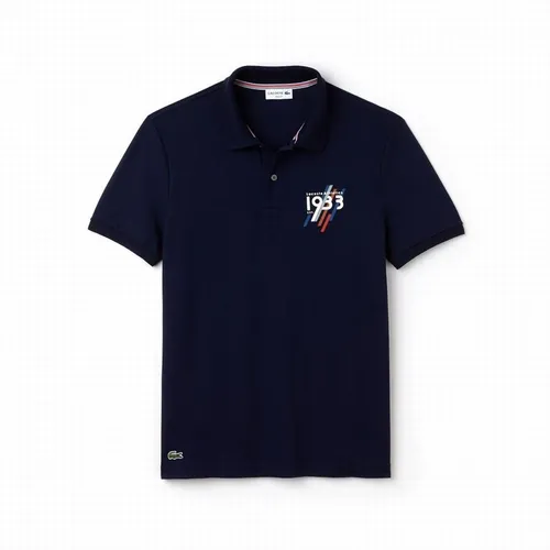 Áo Phông Men's Lacoste Slim Fit 1933 Lettering Stretch Mini Pique Polo Xanh Navy Size S